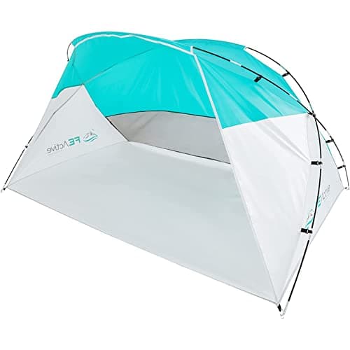FE Active Pop Up Beach Shelter - Easy Set up Family Beach Tent Outdoor Sun Shelter Half Dome Canopy tent Adults & Kids Sun Shade for Camping, Hiking, Travel, Backpacking | Designed in California, USA