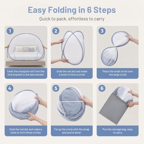 Pop Up Mosquito Net for Bed, Ultra Lightweight,190 x 90 x 90 cm — view 6