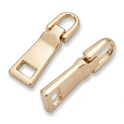 Quick Repair 2 Pcs Zip Slider Pull Tags for Suitcases, Handbags, and Travel Accessories (Gold)