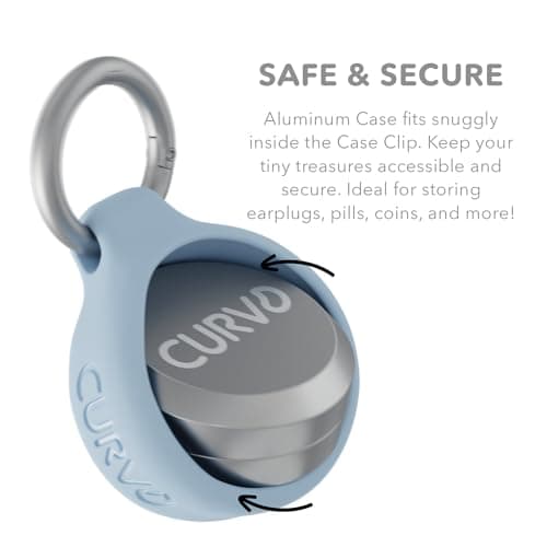 CURVD Premium Carrying Case - Durable Travel Keychain Container, Waterproof Holder for Earplugs, Pills, Coins Compatible with Loop, Eargasm & Vibes, Mini Purse Pill Box Container (Light Blue) — view 4