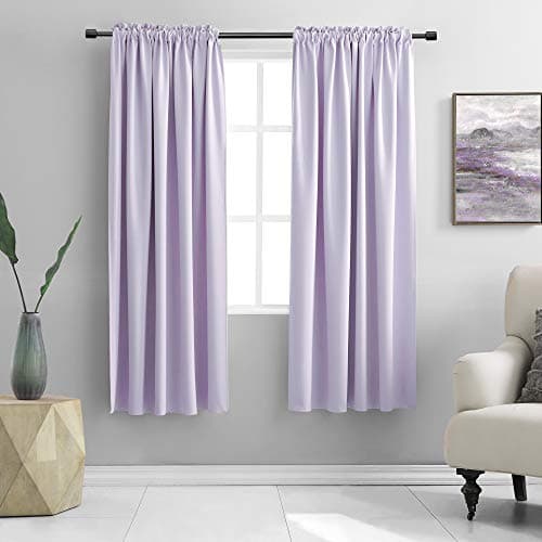 DONREN Lavender Purple Blackout Curtains for Bedroom - Thermal Insulated Rod Pocket Curtains for Living Room (52 x 72 Inch Length,1 Pair)