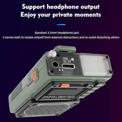 Sxhlseller Portable DAB FM Radio with Bluetooth 5.2, TF Card Playback, App Remote Control, SOS Alarm and Flashlight, for Outdoor Travel and Home Use (HRD-787DAB+) — view 5