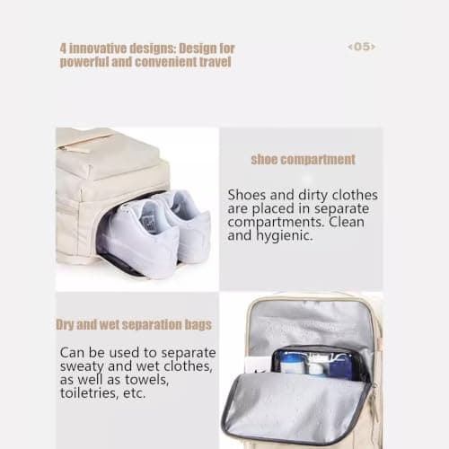 Backpack with Shoe Compartment Laptop Luggage Bookbag with USB Charging — view 5