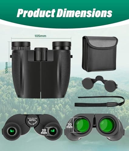 PAHTTO 12 x 25 Compact Binoculars Portable, Mini Binoculars Small Low Light Clear Foldable Pocket Binoculars - Ideal for Sports Games Bird Watching Travel Hunting Concerts — view 6