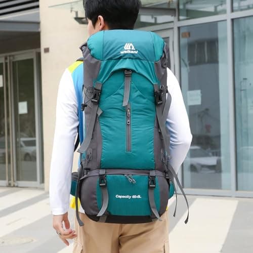 NTUOCAW 70L Hiking Backpack with Rain Cover Large Trekking Backpack for Men Women Waterproof Camping Rucksack Lightweight Backpacking for Outdoor Sports Travel Hiking Cycling Climbing Mountaineering — view 6