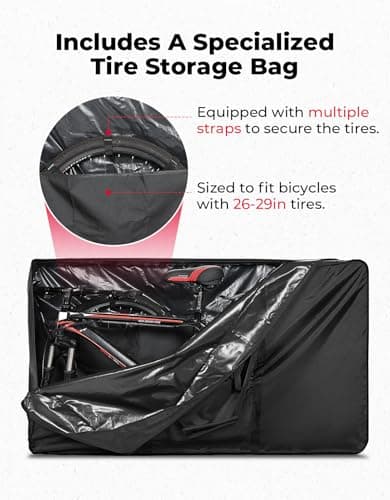 KEMIMOTO Folding Bike Bag for Bicycles, 26-29 In, Heavy Duty 900D Bike Travel Bag/Box, Folds into Handlebar Bag, for Transportation and Air Travel, Waterproof, Bicycle Outdoor Storage Bag — view 4