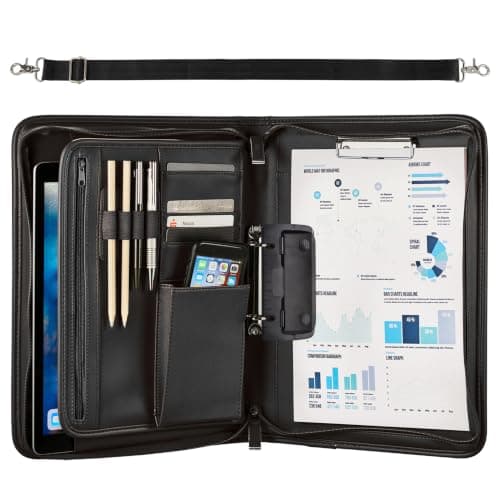 ONVAYA® Conference Folder A4 with Adjustable Shoulder Strap | Document Folder | Organizer Pocket to Carry Around | Imitation Leather | incl. pad