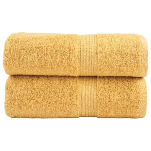 Eclith SOLUND Premium Wash Cloths Set of 2 Gold 30 x 30 cm 600 g/m² 100% Cotton Versatile Towels for Bathroom, Sauna, Spa, Fitness, Travel and Hotel, Absorbent, Machine Washable