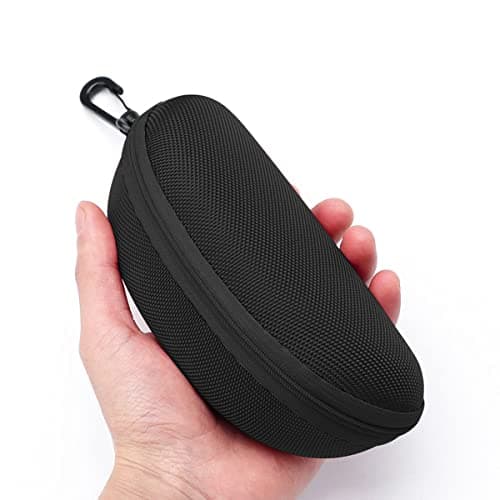 3pcs Zipper Hard Shell Sunglasses Case and Eyeglasses Case Portable Travel Glasses Case with Plastic Hook, Black, One Size — view 5