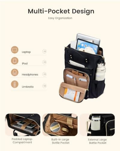 LOVEVOOK Laptop Backpack Womens 17.3 Inch Rucksack School Bag for Ladies — view 3