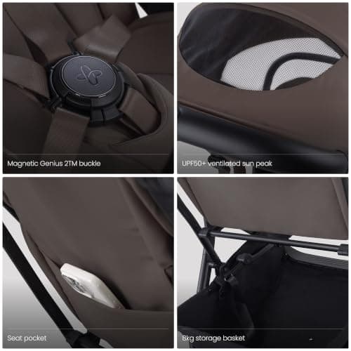 Silver Cross Nia Compact Travel Stroller, Birth to 22kg, Chocolate — view 5