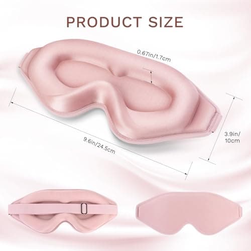 FlyCoco 99% Fully Block Out Light Eye Sleep Mask, 3D Deep Contoured Eyes Cover Zero Pressure, Long Lash Extension Eyes Mask with Adjustable Straps for Sleeping Travel Home Nap Rest Women Men (Pink) — view 2