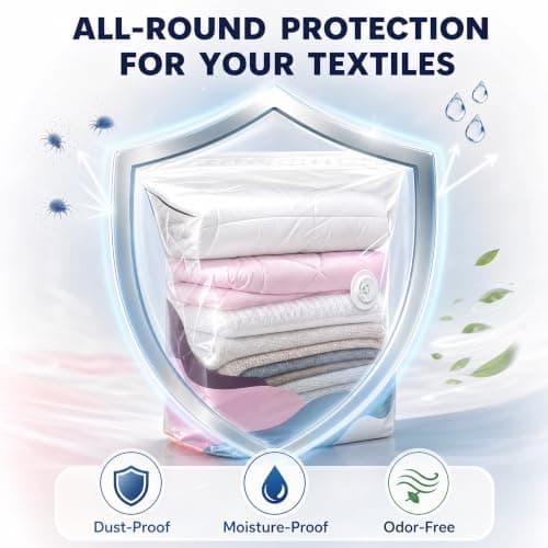 3D Vacuum Storage Bags, No-Pump Fast Compression Space Saver Bags for Clothes, Blankets, Duvets & Bedding, Thickened Reusable Travel Roll-Up Pack Bags (2pcs Medium,2pcs Large) — view 6