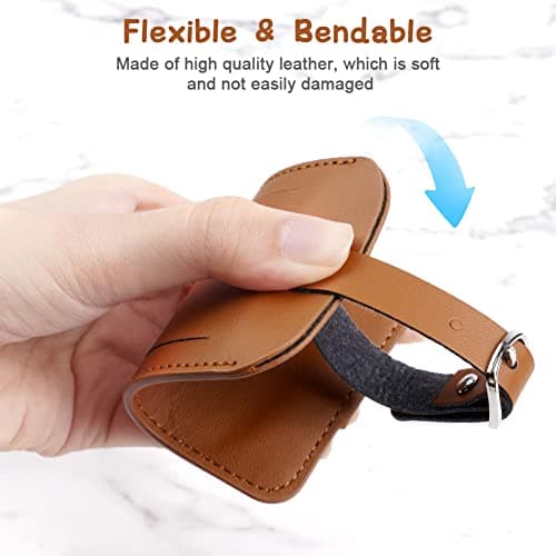 Flintronic 2 Pcs Luggage Tags, Leather Baggage Labels, Suitcase Name ID Card Tag Set, Leather Tags Travel Handbag Accessories for Preventing Loss of Bags(Brown) — view 3