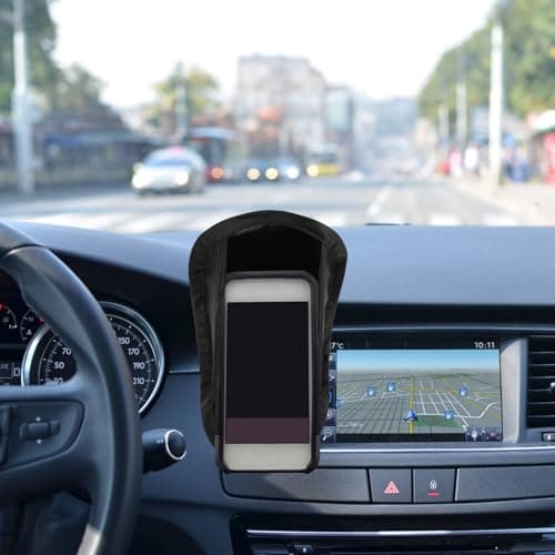 Car Mount Phone Sun Shade Cover for Dashboard, Black Cloth — view 5