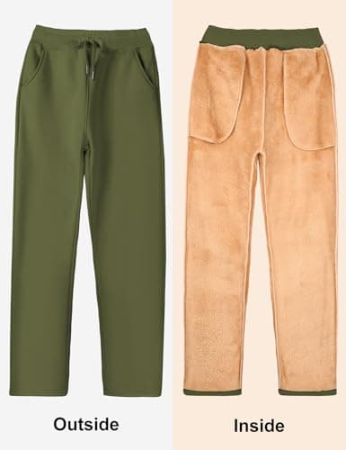 UMIPUBO Womens Fleece Lined Joggers Pant Thermal Sherpa Sweatpants with Pockets Winter Warm Tracksuit Bottoms Jogging Pants Drawstring Sport Trousers for Ladies Running Fitness (Green, M) — view 5