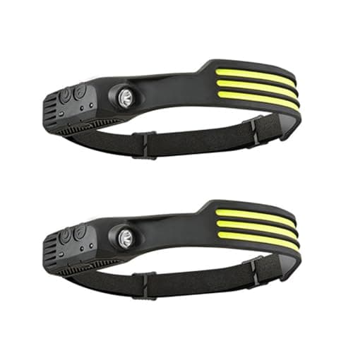 ANTUK Head Torch Rechargeable, 230° Wide Beam LED Headlamp with Motion Sensor, 2 Modes, Waterproof Lightweight Headlight for Running/Camping/Hiking/Fishing (2, 3 Front Led Lichtleiste)