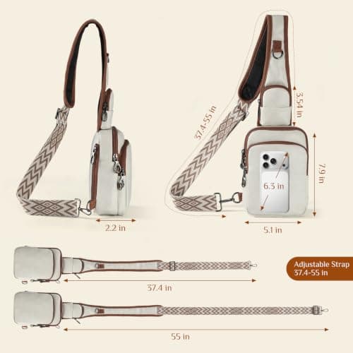 BROADREAM Crossbody Bags for Women PU Shoulder Bag - Water Resistant Small Sling Chest Bag Purses with Zipper Lock & RFID Blocking Fanny Pack Cross Body Bag for Ladies Travel Shopping — view 5