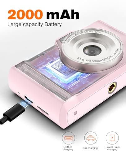 QIVORO Digital Camera 4K 64MP Portable Vlogging Camera with 32GB SD Card — view 3