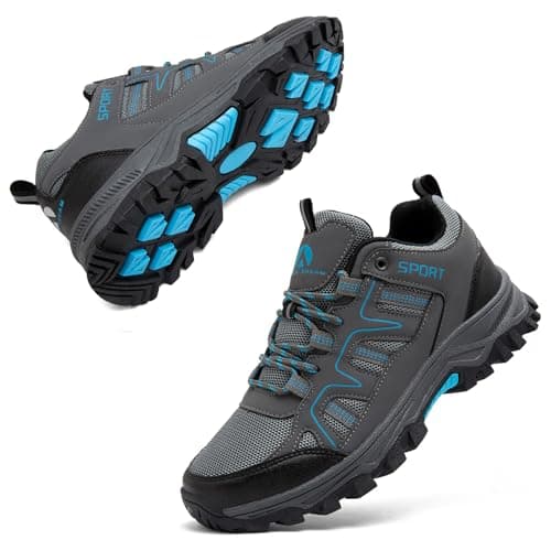 ASOCO DREAM Hiking Shoes Mens Womens Walking Boots Lightweight Breathable Trekking Climbing Trainers Outdoor Backpacking Camping Sneaker,Grey,7 UK — view 4