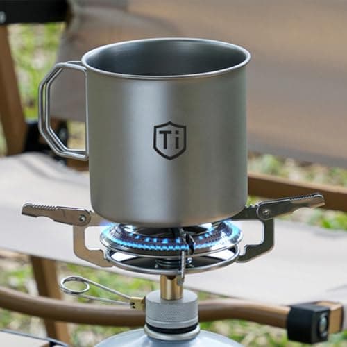 Introti Ultralight Titanium Camping Mug with Folding Handle, Portable Outdoor Coffee Cup for Hiking, Backpacking, Travel, Survival, Lightweight Camp Drinkware, 450ml — view 4