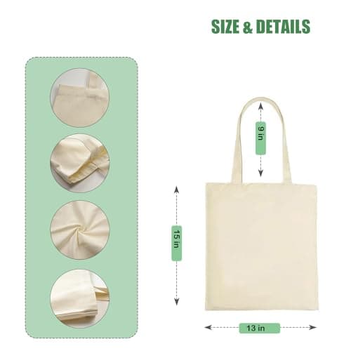 MegaBlues Canvas Tote Bag, 12 Pack 12oz Thick Medium Reusable Grocery Shopping Cloth Bags, 13"x15" Blank Tote Bags for Painting — view 4