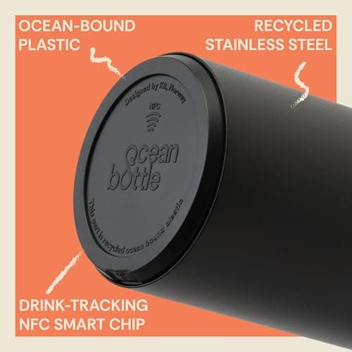 Ocean Bottle Brew Flask 350ml | Insulated Travel Flask for Hot & Cold Drinks | Recycled Stainless Steel | Sustainable, Eco Friendly Gift (Obsidian Black) — view 4