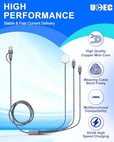 UCEC 3 in 2 Multi Charger Cable for Watch, Multi Fast Charging Cord — view 5