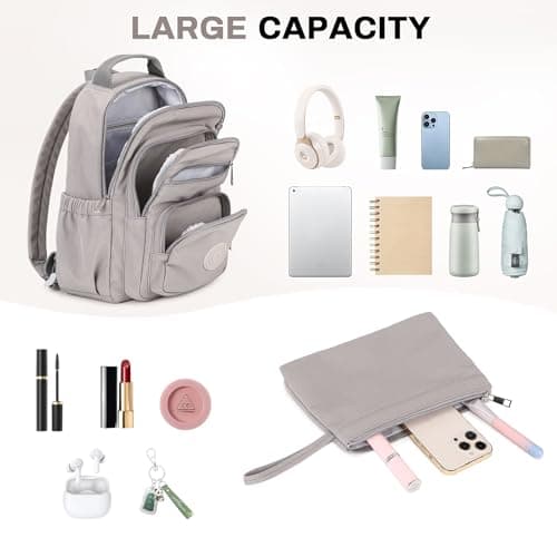 QIXIHU Mini Backpack for Women, Small Backpack for Ladies Bookbag Purse for Women with Handy Wallet and Luggage Strap, Grey — view 5