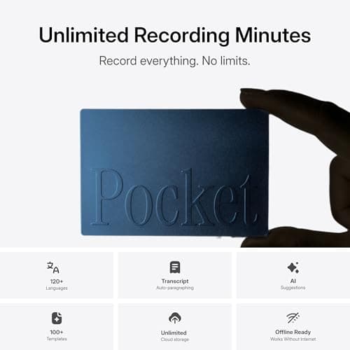 Pocket AI Voice Recorder, Auto Transcription, AI Note Taker, Sierra Blue — view 3