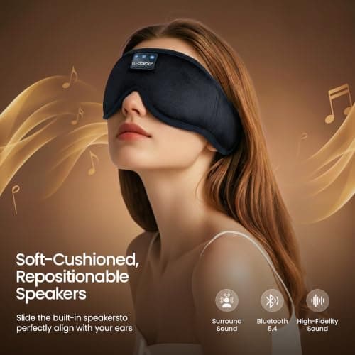 LC-dolida Bluetooth Sleep Mask Headphones Complete Blackout 3D Deep Eye Mask with Headphones Bluetooth V5.4 Can Play 15Hrs Breathable Eye mask with Earphones for Travel,Nap Sleeping,Shift Work — view 3