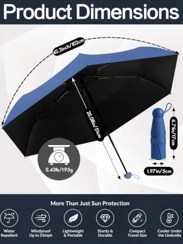 Mini Travel Umbrella for Sun Protection, SPF 50+ Compact UV Umbrella — view 4