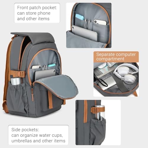 Kono Backpack Men, Backpack Portable Travel Backpack Waterproof with Adjustable Buckle and Multiple Pockets for Travel Weekender Sport(Gray) — view 6