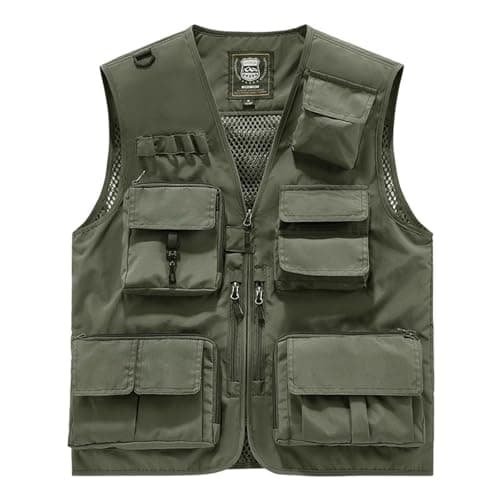 Cargo Vests for Mens UK Utility Giletlity Gilets with Multi Pockets Outdoor Lightweight Travel Security Vest Plus Size Sleeveless Zip Up Jackets for Tool Work Fishing Hiking Photographers