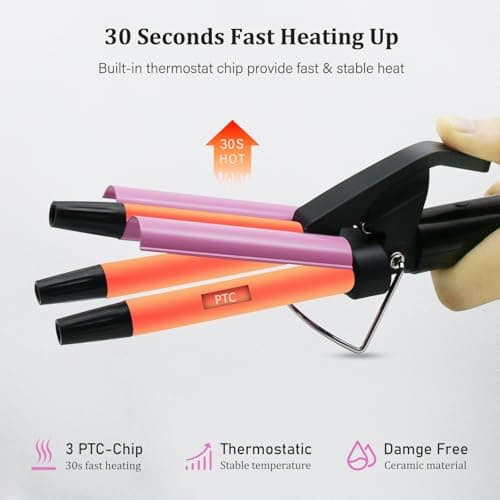 janelove Upgraded Mini Hair Waver for Short & Medium Hair, 13MM Curling Wand, 0.45lb Lightweight, Mini Size Crimper Beach Waver, Travel Friendly,Adjustable Temperature-Pink — view 6