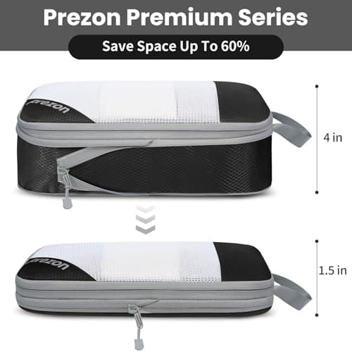 Prezon Versatile 6-Set Compression Hollow Packing Cubes, Full Open Visible Design, Space-Saving and Lightweight, Customized Cationic Material, Portable and Durable Luggage Organizer, Black — view 5