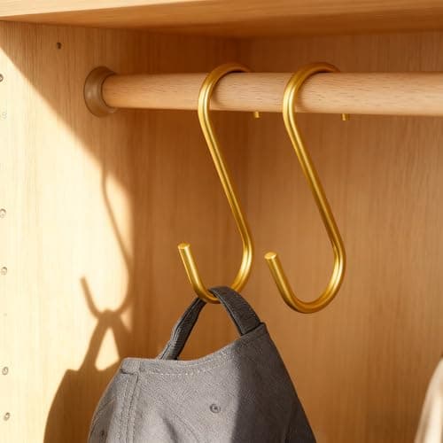 ZenithSYH Gorise Gold S Hooks (6 Pack) - Heavy-Duty Space Savers for Indoor & Outdoor Use, Rust-Resistant Carbon Steel Hooks for Hanging Kitchen Utensils, Towels, and Tools — view 4