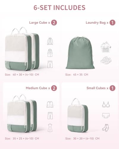 Narwey 6 Set Compression Packing Cubes for Suitcases, Travel Packing Bags — view 2
