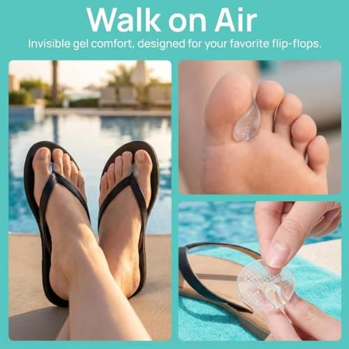 Livzikaroa 1 Pair Transparent Toe Protectors for Flip Flops Silicone Toe Protector Cushions for Thong Sandals Toe Post and Forefoot Comfort — view 6