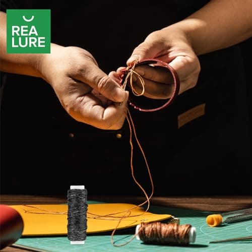 Realure 20pcs Leather Repair Kit, Heavy-Duty Upholstery Sewing Set with Awl, Stainless Steel Needles & Waxed Thread for Sofa, Shoe & Car Seat Repair — view 5