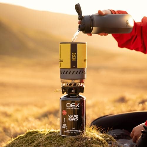 OEX Heiro Stove Set, Camping Cook Set with Heat Exchange System, Piezo Ignition, 1700W, 600ml Pot, Lightweight, 370g (Yellow) — view 2