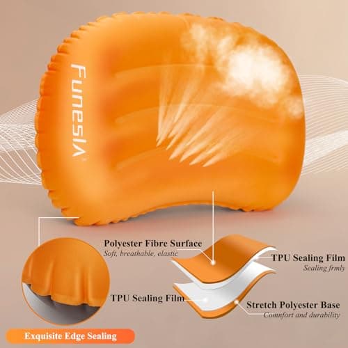 Funesla Camping Pillow Inflatable, Compressible, Lightweight Inflatable Pillows for Camping, Small InflatableTravel Camping Pillow for Adults Kids, Backpacking, Hiking, Beach-Orange — view 4