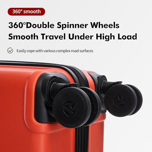 Rocklands® Cabin Suitcase 55x40x20cm Hard Shell TSA Lock, 4 Spinner Wheels, Lightweight Hand Luggage Small Travel Bag, Approved for 100+ Airlines Including Ryanair, EasyJet (Orange, Cabin (20 Inch)) — view 4