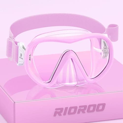 RIOROO Kids Snorkel Mask with Fabric Strap, Swimming Goggles for Boys Girls Youth, Diving Mask with Nose Cover, 180° Panoramic HD, Anti-Fog and Anti-Leak kids swim goggles for 4-16 Years