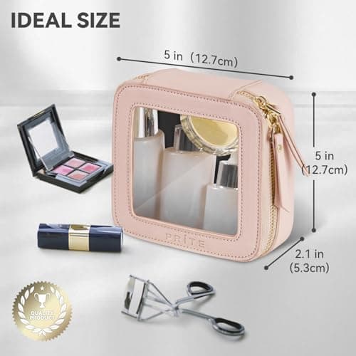 Prite Clear Makeup Bag Cosmetic Case Travel Toiletry Bag, Pink, Mini — view 2