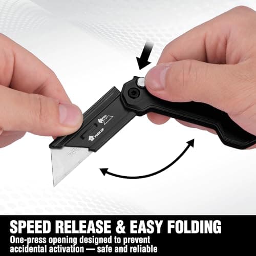 WORKPRO Folding Utility Knife with 10 SK5 Blades, Box Cutter with Belt Clip — view 3