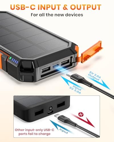 Riapow Solar Power Bank 20000mAh Fast Charge 3A Wireless Portable Charger — view 4