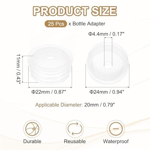 PATIKIL Bottle Adapter 0.79"/20mm, 25 Pcs Press in Bottle Adapter Plugs for Oral Dispensers Liquid Oil Plastic Glass Bottles Stopper, Clear — view 2