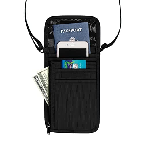 ARVOK Travel Wallet Neck Wallet with RFID Blocking Protected Passport Holder Pouch with Adjustable Neck Strap for Men Women, Keep Cash, Credit Cards and Travel Documents Safe — view 2