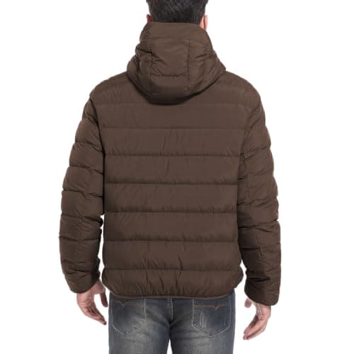 PUREPEAR Men Down Jacket Packable Puffer Lightweight Jackets Travel, Brown — view 2